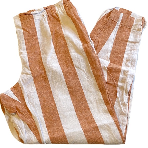 beachlunchlounge Pants - Beach Lunch Lounge striped linen blend pants large